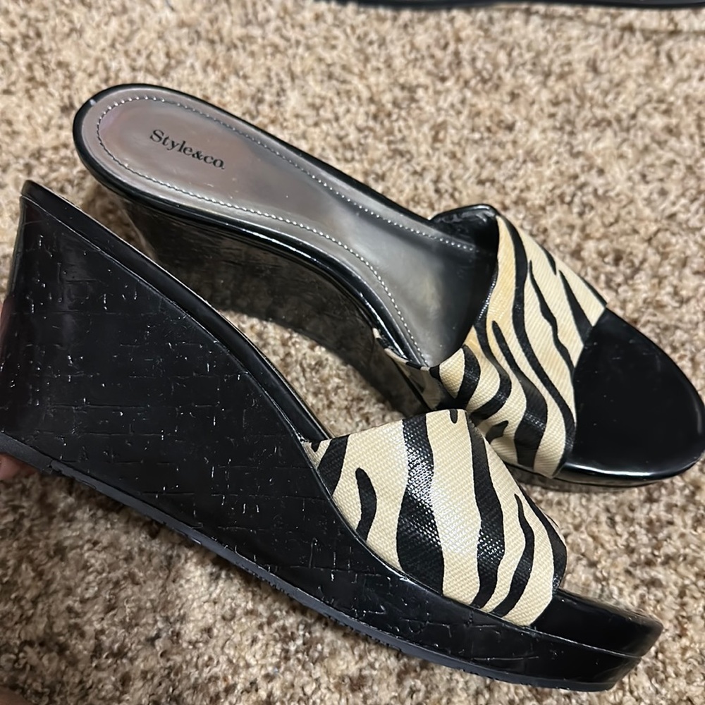 Size 10 black wedge heels Style&Co